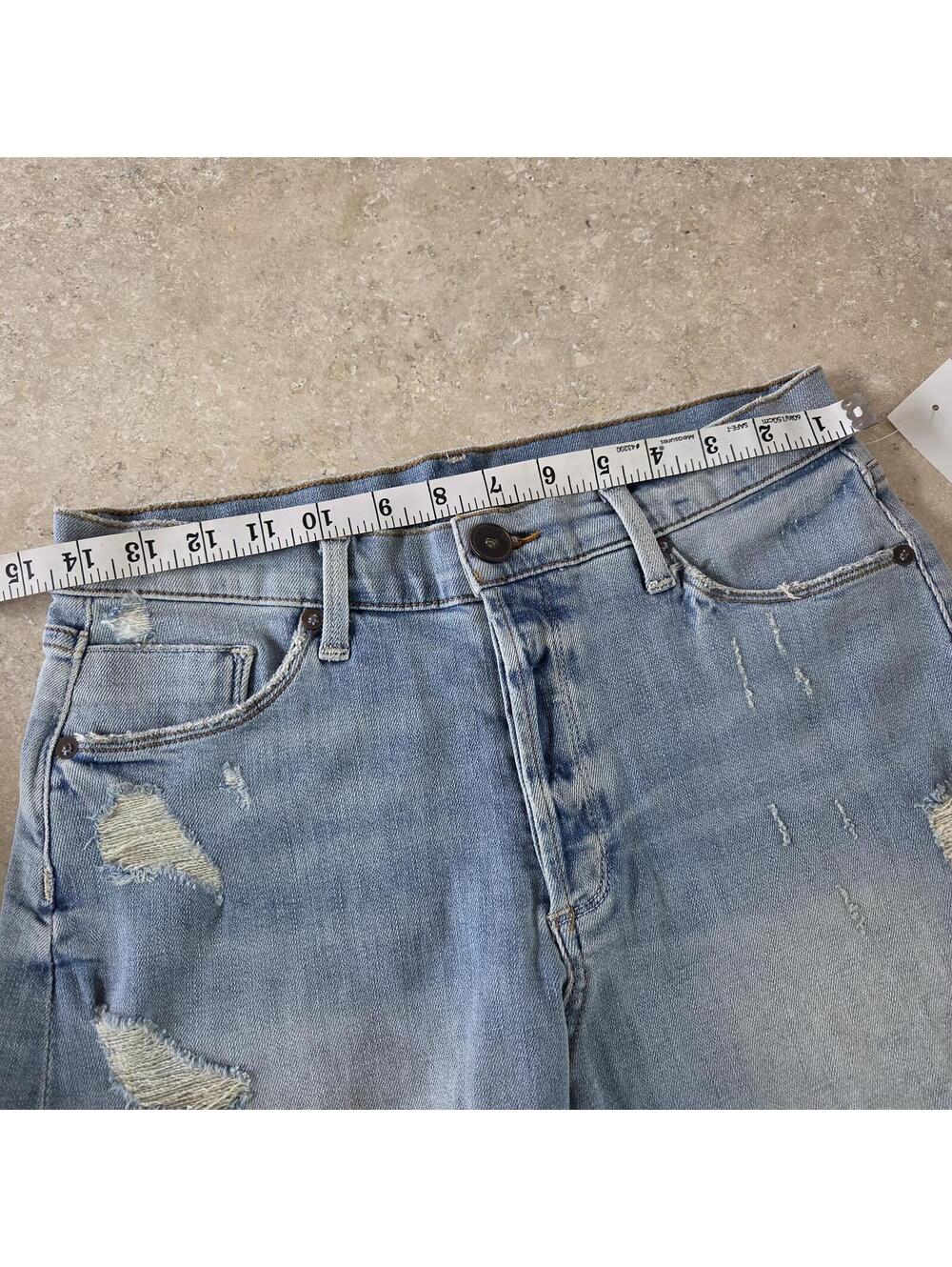 Edyson Light Wash Distressed Denim Shorts with Frayed Hem sz 27 NEW